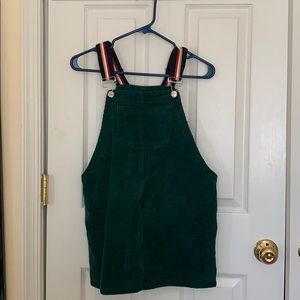 Green Overall Dress with Colored Straps